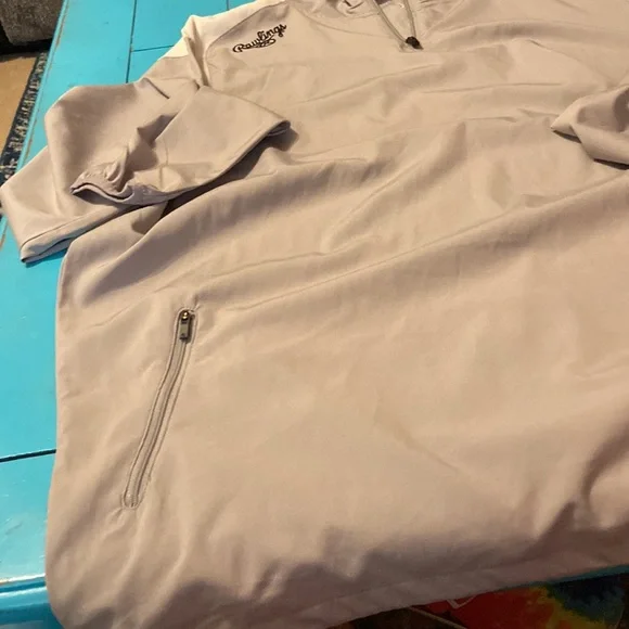 Rawlings Mens Adult Quarter Zip Long Sleeve Jacket Grey/White Size XL - Picture 2 of 3